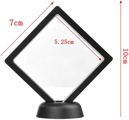 Set of 10 Pcs Black Diamond Shape Display Holder Stands, 3D Floating Frame for Medallions