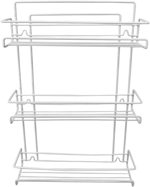 Evelots 3-Tier Spice Rack, Door/Wall Mounted, Sturdy Coated Metal, Holds Up to 18 Bottles