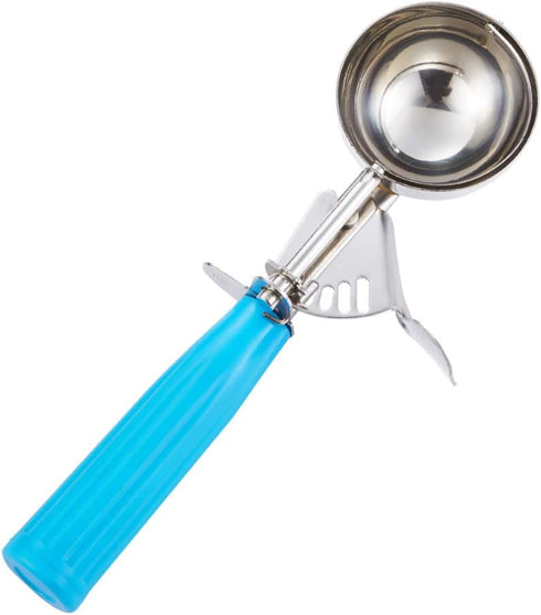 Portion Scoop #16 (2 oz) - Disher, Cookie Scoop, Food Scoop for Portion Control, 18/8 Stainless Steel with Blue Handle
