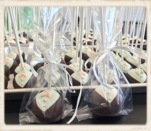 100 CAKE POP BAGS, 4W"x2D"x8H" Bottom Gusseted Clear Poly Favor for Large Size Cake Pops