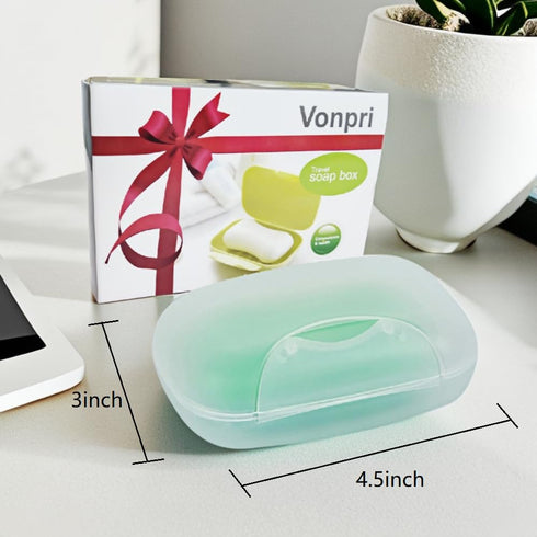 Soap Box Holder, 2-Pack Clear Soap Dish Container for Bathroom, Gym & Camping by Vonpri