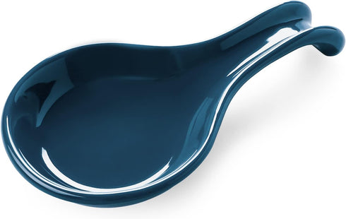ONEMORE Extra Large Spoon Rest for Stove Top, Blue Ceramic Holder for Kitchen Counter, Heat-Resistant Utensil Rest