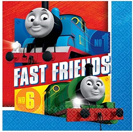 Multicolor Thomas All Aboard Luncheon Napkins - Pack Of 16, 6.5" x 6.5", Premium Quality Design