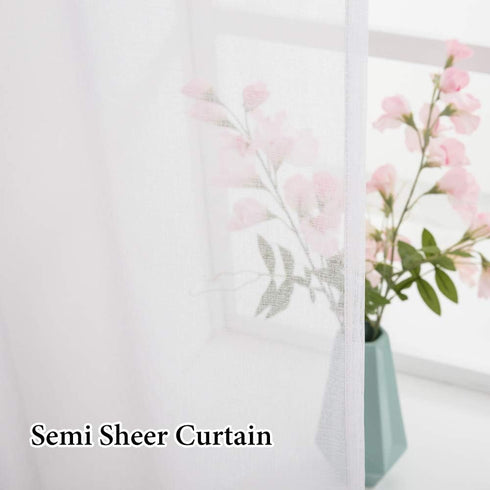 MIULEE White Sheer Curtains - 24 Inch Length Linen Textured Kitchen Window Curtains Over Sink, 2 Panels for Light