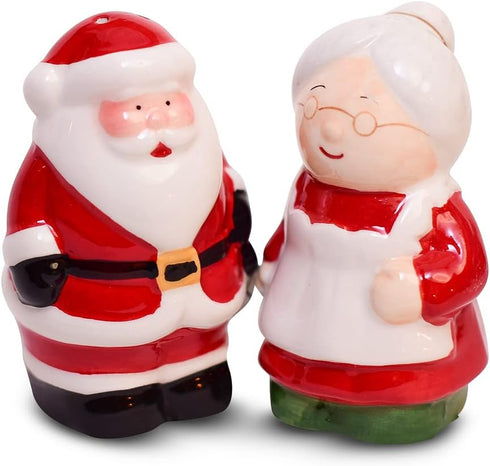 Christmas Salt and Pepper Shakers, Holiday Ceramic Set of Santa & Mrs Claus, Barclay’s Buys Holiday Decor