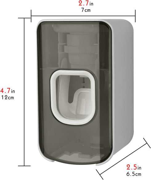 LUEXBOX 2 2 1 Slot Toothbrush Holder and Toothpaste Dispenser Wall Mounted, Automatic Toothpaste Squeezer, in Tooth