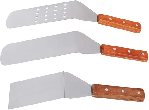 High-grade Stainless Steel Wooden Handle Frying Shovel Kitchen Dish Pizza Paddle Baking Cake, Cheese, Grill Food - 3