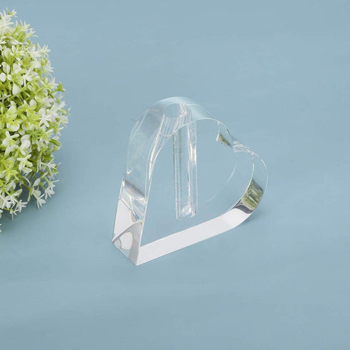 24k Rose Display Stand - Heart-Shaped Stand for Single Real Roses or Artificial Flower Base, Transparent Shelf Support