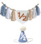 E0EHOHC Half Birthday Decorations for Baby Boy Blue Handmade 1/2 High Chair Banner