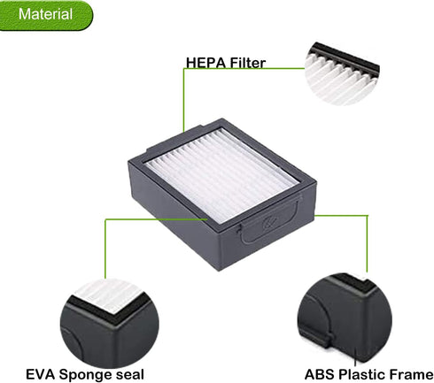 Fuyoda 6 Pack Upright Filters Replacement Compatible with iRobot Roomba E&I Series E5(5150) E6(6198) i3(3150) i4(4150)
