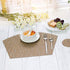 SHACOS Round Table Placemats Set of 4 - Wedge Shape Woven Vinyl Place Mats, Heat Resistant, Tan