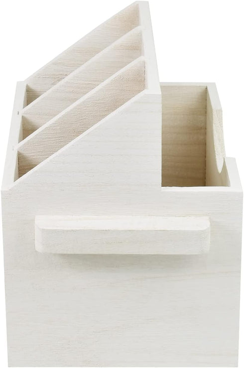Ikee Design Wooden Utensil Caddy with Handles, Silverware Holder for Countertop, Party, Camping, White