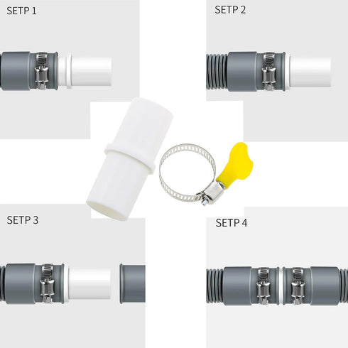 2 Sets Drain Connector Hose Washer Extension Adapter, Stainless Steel Clamp for Washing Machine and Dishwasher