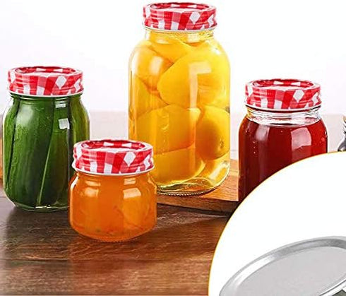 48pcs/24Set Split-Type Regular Mouth Canning Lids Bands for Mason Jar Canning Lids (Red and White)