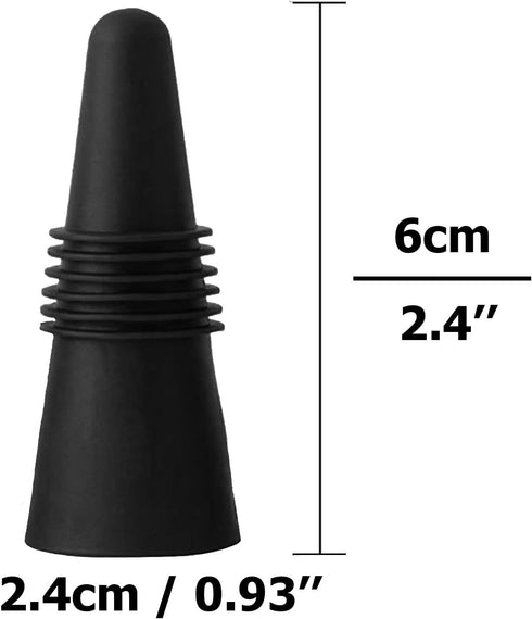 ANIN 8 pcs of Wine Stoppers, Reusable Silicone Beverage Bottle Sealer Replacement with Grip Top for Cork to Keep the Wine Fresh - Black by CNYMANY