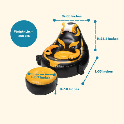 300 lbs, 2 Inflatable Gaming Chair for Kids Supports Up to Includes Air Pump, Cup Holder, Pockets Durable Bean Bag