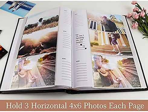 Vienrose Photo Album, 4x6 300 Photos with Memo Area, Leather Cover Large Capacity Slip-in Pictures Book, Blue