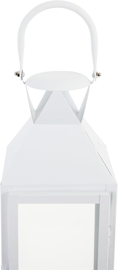 Zings & Thingz Manhattan Hanging Cable Candle Holder Lantern, Decorative Light Home Decor, 15" Tall, White