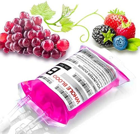 WYNK Blood Bags for Drinks, 10 Reusable IV Bags for Halloween Party Decoration, Vampire & Zombie Props