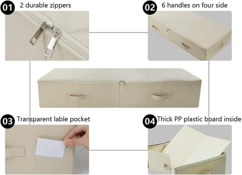 39.4" Ultra-Length Foldable & Washable Underbed Storage Organizer - Ideal for Clothing, Shoes, Bedding (Black Gray)