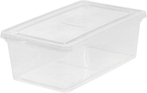IRIS USA 7 Quarts Plastic Storage Container Bin with Latching Lid - 12 Pack, Stackable for Organization