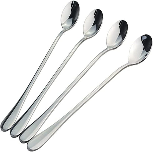 8 Inch Long Handle Iced Tea Spoons, 4pcs Premium Stainless Steel Coffee Spoon Set for Mixing, Milkshake, Cold Drink