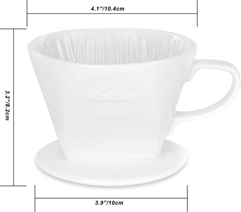 Pour Over Ceramic Coffee Dripper with 3 Holes Flat Bottom, Porcelain Slow Filter Cone for Home, Travel, Camping