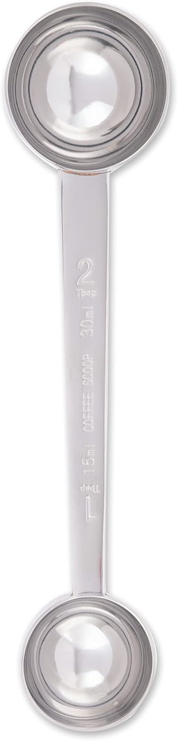 RSVP International Coffee Measuring Spoon, Long Handled Stainless Steel Scoop, 1-Tbsp/2-Tbsp
