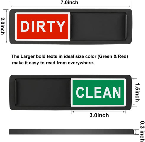 Dishwasher Magnet Clean Dirty Sign, Kitchen Message Sign with Adhesive Stickers Slide Indicator for Dishes/Washing