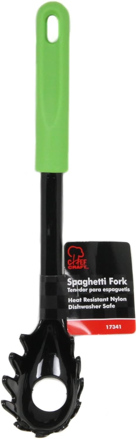 Chef Craft Basic Nylon Pasta/Spaghetti Fork, 11.5 inch, Green by Chef Craft