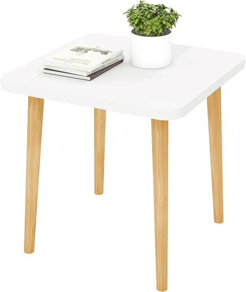 Funecy Square End Table Low Table with 4 Solid Wood Sturdy Legs,Floor