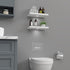 WELLAND White Floating Shelf with Motion Sensor Light, Wall Mounted Storage Shelf, Floating Nightstand for Bedroom