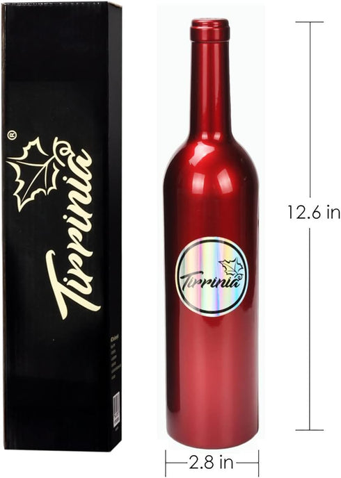 Tirrinia Wine Accessories Gift Set - Corkscrew Opener Kit, Drip Ring, Foil Cutter, Pourer & Stopper in Novelty Bottle