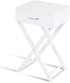 Table(1,White) Giantex Nightstand with Drawer X-Shaped Design Sofa Side Table for Living Room Bedroom Accent Furniture