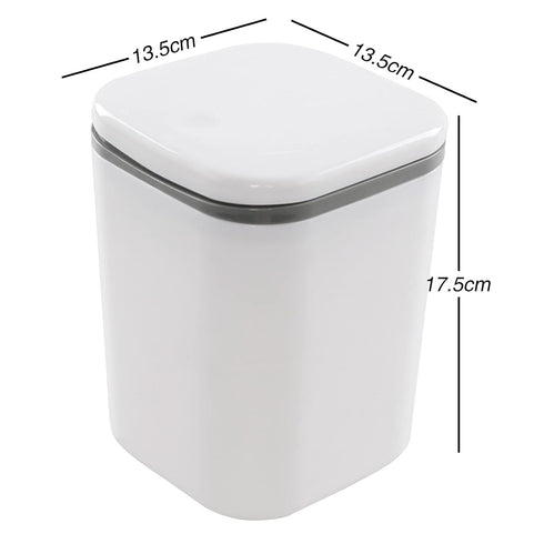 0.5 Gallon Tiny Countertop Trash Can, Mini Desktop Garbage Can with Push-Button, White