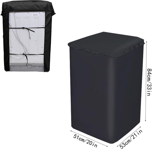 Washing Machine Cover, Washer/Dryer Cover for Top Load, Dustproof Waterproof Full-Automatic/Wheel Washing Machine Cover, for Indoor/Outdoor Top Load Washer Parts & Accessorie(Black)(S-20W21D33H)