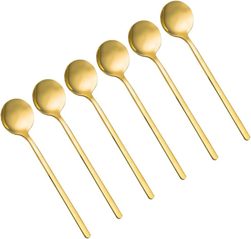 Gold Plated Stainless Steel Espresso Spoons, Pack of 6, lyfLux Mini Teaspoons Set for Coffee, Dessert, 5.3 Inch