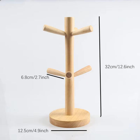 Mug Holder Tree, Bamboo Mug Tree Stand, Countertop Mug Tree, Coffee Cup Stand for Countertop, Coffee Cup Holder with 6 Hooks by AISIBO