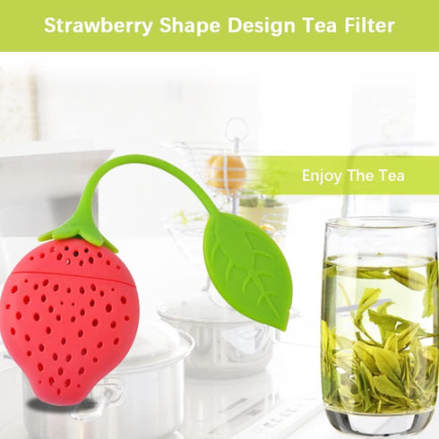 8PC Silicone Tea Strainers for Loose Tea, Cute Strawberry Shape Tea Infuser Set, Tea Filters for Loose-Leaf