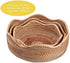 Handmade Rattan Round Fruit Basket, Food Storage Bowls Kitchen Organizer Snack Serving Bowl (Small 8.7", Boho Home