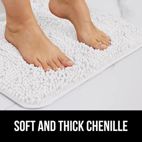 Gorilla Grip Bathroom Rug Sets - Soft Chenille 2 Piece Area Rugs, 30"x20" Carpet, Toilet Base Mat, White