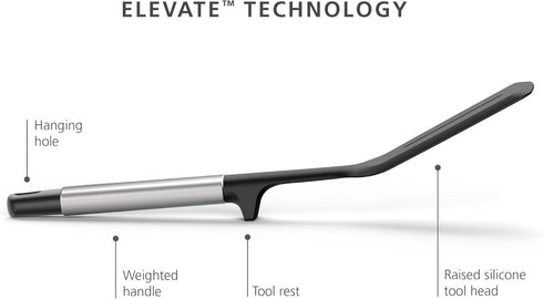 Joseph Joseph Elevate Silicone Slotted Turner, One Size Stainless Steel with Integrated Tool Rest