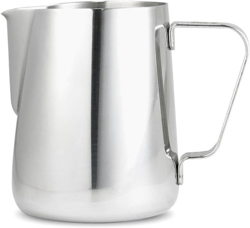 Barista Basics 20 Oz Silver Stainless Steel Milk Frother Pitcher - Steaming Pitcher for Latte Art
