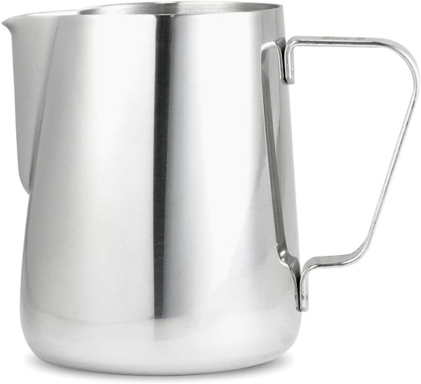 Barista Basics 20 Oz Silver Stainless Steel Milk Frother Pitcher - Steaming Pitcher for Latte Art