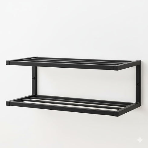 CULTURE LABELS Wall Mounted Shoe Rack - Modern 2 Tier Shoe Hanger with Easy