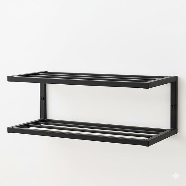 CULTURE LABELS Wall Mounted Shoe Rack - Modern 2 Tier Shoe Hanger with Easy