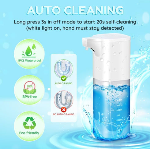 Minwiier 18.6 oz/550mL 4Mode (1s/1.5s/1.8s/2.3s), 1200mAh (7000 IPX6, Automatic Mouthwash Dispenser for Bathroom - fl