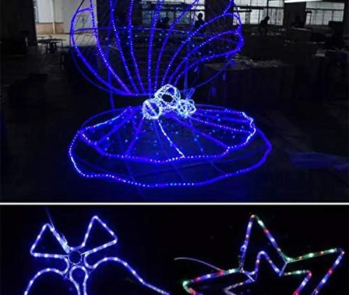 33ft LED Rope Lights, 110V 2 Wire Connectable Blue Outdoor Rope Lights, 240 LED Waterproof Christmas Lights for Deck,