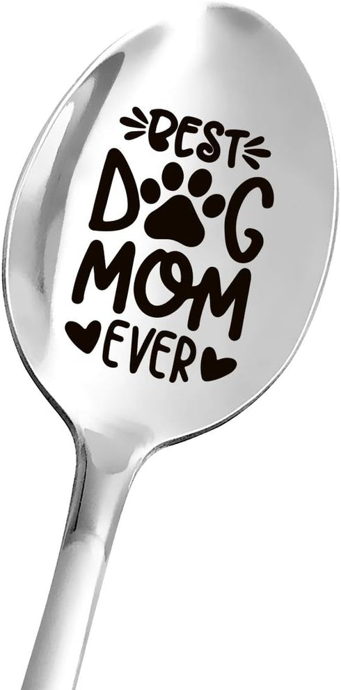 Best Dog Mom Gifts, Funny Engraved Spoon for Tea Coffee, Perfect for Mother's Day/Birthday
