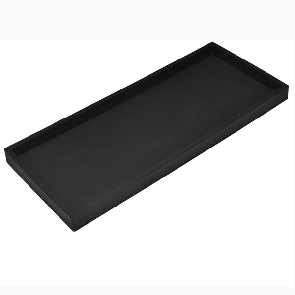 DNC 11.8" Bathroom Counter Tray, Silicone Vanity Tray for Kitchen Sink Soap Holder & Dispenser, Black Countertop